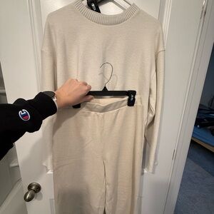 Zara Off-White Textured Top and bottoms matching set